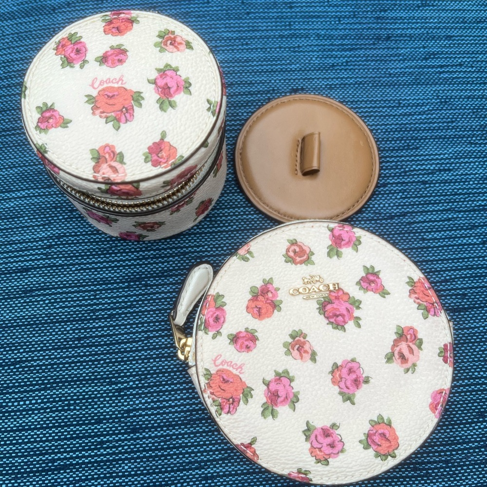 Coach Pink Floral Cosmetic Case Set